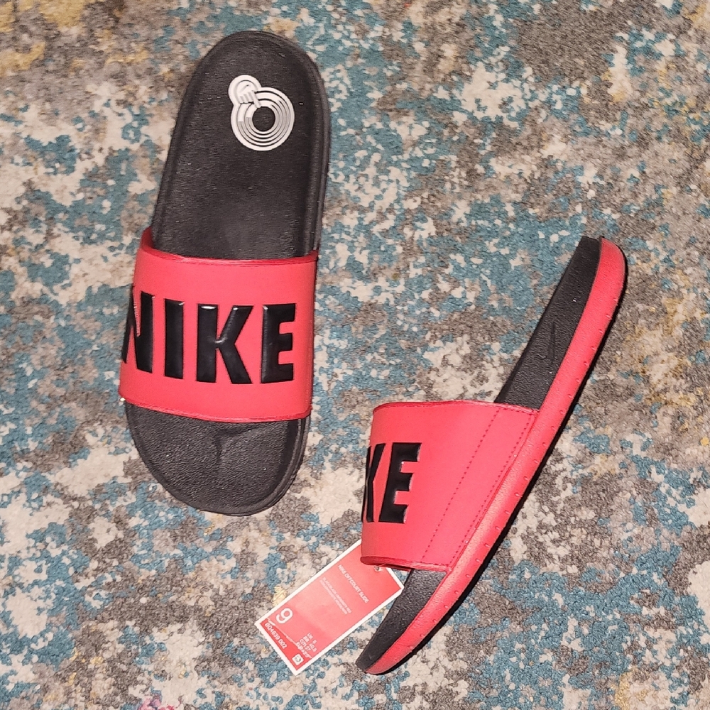New Nike Black and Red Slide Offcourt Sandals Size W/9 M/7